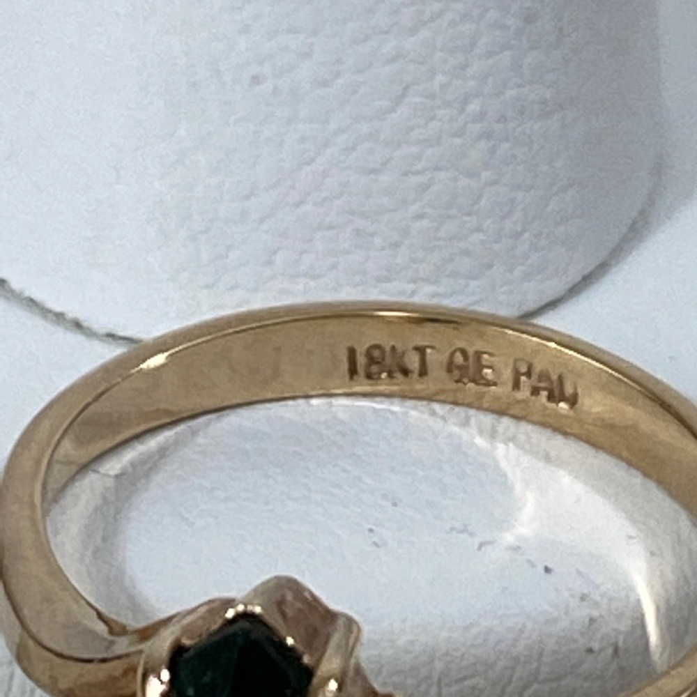 Emerald Green Marquise Rhinestone Ring 18KT GE - Picture 4 of 6